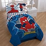 Marvel Spiderman 4 Piece Complete Twin Bed in a Bag - Microfiber Reversible Comforter and 3 Piece Sh