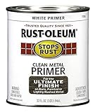 ラストオレウム7780504 ProtectiveエナメルペイントStops Rust、32オンス、フラットホワイトCleanメタルプライマーby rust-oleum