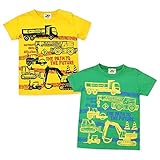 (グリーン/90cm)ベビー服 男の子 Tシャツ KIDBOW キッドバウ 半袖 働く車プリント スナップボタン付 男児 ベビー