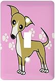 3dRose Lsp_12096_1 Cute Italian Greyhound Fawn Tan Purple Pawprint Background Single Toggle Switch