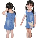 （コージーエージ）CozyAge 可愛い キッズワンピース デニムワンピース ノースリーブ ジュニア 綿100% 女児 出掛け 旅行 通学 通園 発表会 ガールズ カジュアル 無袖/120