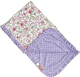 Dear Baby Gear Deluxe Baby Blankets Cotton Vintage Floral Pink and Lilac Roses Lavender Minky Dot wi