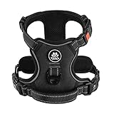 IVY&LANE 犬用ハーネス 喉に優しい 小型犬、中型犬、大型犬用 調節可能 夜間反射材 通気性 引っ張り防止 簡単着脱 散歩 犬 ハーネス 柴犬 秋田犬 訓練 ドッグ 胴輪 (ブラック, S)