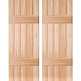 Ekena Millwork RWB18X050UNM Exterior Five Board Real Wood Sapele Mahogany Board-n-Batten Shutters (P