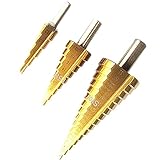 Hss チタン コーティング さ れ た ステップ ドリル ビット セット サイズ 4-12/4-20/4-32 ミリメートル シャンク 6 ミリメートル 、 8 ミリメートル 、 10 ミリメートル