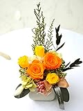 ほんのり香る100%プリザーブドフラワーアレンジ　[アロマピュア] イエロー×オレンジ
