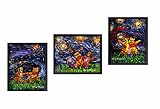 uhomate 3個Winnie the Pooh Winnie Pooh壁装飾Vincent van Gogh starry nightポスター壁アート記念ギフトベビーギフト壁装飾用寝室浴室アートワ