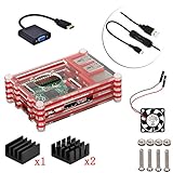 5in1 アップデート アクリル for Raspberry Pi Model B+ and for Raspberry Pi 2/3 Model B 専用ケース+ファン+ スイッチ付きケーブル+クーラー2個+HDMI to VGA ケーブル (Red/赤) 5in1 アップデート アクリル for Raspberry Pi Model B+ and for Raspberry Pi 2/3 Model B 専用ケース+ファン+ スイッチ付きケーブル+クーラー2個+HDMI to VGA ケーブル (Red/赤)