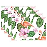 wihveプレースマットWipeableダイニングTropical Flower Flamingo 12 x 18 inch