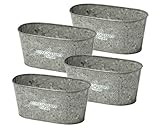 シルバーカラーブリキポット オーバル3.5号用 プランター 240×125×105Hmm 2767-B 4個セット