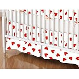 SheetWorld - Crib Skirt (28 x 52) - Primary Hearts Red Woven - Made In USA by sheetworld