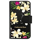 sslink motorola edge 40 モトローラ 対応 スマホケース 手帳型 全機種対応 花柄 プルメリア ハワイアン アロハ ボタニカル かわいい おしゃれ フラワー (ブラック) マグネット開閉 ダイアリータイプ 横開き カード収納 カードホルダー ポケット フリップ カバー スマートフォン ケース