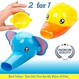 子供のための蛇口エクステンダー - シンクの蛇口のための2動物吹き出しエクステンダーのセット - 赤ちゃん、幼児＆子供のための手洗い（象+アヒル）