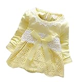 MIOIM 子供ドレス ベビー キッズ 女児 ワンピース キャンディー色 透かし雕り レース柄 パーティードレス 発表会 入園式 七五三 花嫁介添人 長袖 お嬢様 フォーマル リポン飾り 1~3歳