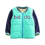 PANCY 子供服 秋冬 防寒コート コットンジャケット 厚手 シンプル 裏起毛 女の子 男の子(90cm,シアン)