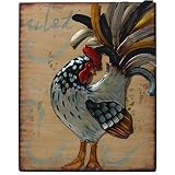 Essential D?cor Entrada Collection Rooster Metal Wall Decor, 17.75 by 21.5 by 1.25-Inch, White [並行輸入