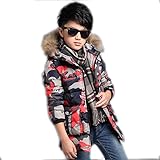 AiGo 中綿 ジャケット 子供服 キッズ ジャケット 防寒 アウター コート 中綿 パーカー 冬着 綿服 かっこいい オシャレ 可愛い ボーイズ 男の子 保温 秋 冬 迷彩 黑 温かい ファー フー