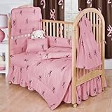 Browning Pink Buckmark 6 Piece Crib Set & A Set of 2 (Two) Complementary Valance/Drape Sets includes