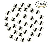 LitaElek 35個入り4ピンオス - オスLEDテープコネクタ4ピンSMD用半田レスLEDストリップコネクタアダプタ5050 3528 2835 RGB LEDテープライト（黒色、35枚）