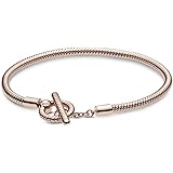 PANDORA Pandora Moments T-Bar Snake Chain PANDORA Rose Charm Bracelet
