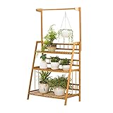 LXLA- 3段吊り吊りフラワースタンドフロアスタンドポット棚木製鉢植えプラント表示梯子プランター棚補強 (サイズ さいず : 60×41×147cm)