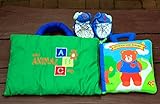 布絵本　dress up bear & MY ANIMAL ABC bag ドレスアップベア&マイ　アニマルABCバッグ&おまけ付きラトル入りルームシューズギフトセット