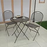 カフェラテ3点セット　ブロンズ[2人がけガーデンテーブルセット] ノーブランド品