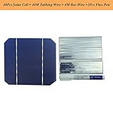 VIKOCELL DIYソーラーパネルキット40pcs 5x5モノラルソーラーセル、20Mタビングワイヤー2Mバスバーワイヤーと1pcフラックスペン