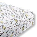 SwaddleDesigns Cotton Crib Sheet Made in USA Premium Cotton Flannel Pastel Blue Paisley [並行輸入品]