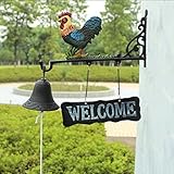 Tiptiper キャストアイアン塗装鶏ドアベル、アンティークスタイルのキャストアイアン塗装鶏モチーフ歓喜ディナーベルウィンチムウィンドチャイム、結婚記念日クリスマス誕生日のための完璧なギフト