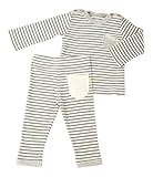 優雅 yuga☆【箱入り】「ボーダー・Tシャツ 90cm+ボーダー・レギンス 90cm 2点セット グレー」オーガニックコットン100% ベビー 服 子ども服 キッズ 女の子  男の子 兼用 ロンT 