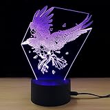 テーブルランプ3DクリエイティブライトイーグルLEDナイトライトベッドルームベッドサイドランプバレンタインデーギフト,Purple