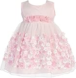 Baby & Infantフラワーガールドレスチュールオーバーレイ3dメッシュDimensionalタフタ花特別な機会コンテスト聖餐ウェディングウェディングドレス&パーティー
