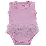 Silkberryベビー竹baby-girls Sleeveless Onesie withチュールフリル カラー: ピンク