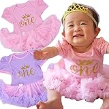 one 1歳　バースデーチュチュロンパースドレス　＆ティアラ付　70ｃｍ　80ｃｍ (ピンク) [並行輸入品]