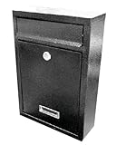 シンプル デザイン 郵便 ポスト 【ブラック】 壁 取付 盗難 防止 鍵 付き