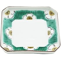 九谷焼　逸品 Amazon｜九谷美陶園 九谷焼 白梅文様隅切四寸角皿 A0740 電子