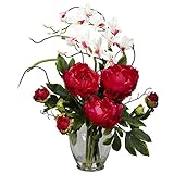 SKBファミリPeony & OrchidシルクFlower Arrangementレッドホームパーティーウェディングブーケ装飾PrettyブライダルGarden
