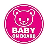 Sticker Shop Haru BABY ON BOARD マグネット くま 丸型 ピンク