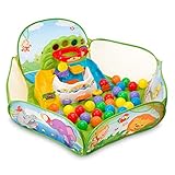 VtechドロップN Pop 3-foot Wide、丈夫、jungle-themedメッシュとファブリックパネルEnclosed Ball Pit inグリーン