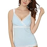 Spinas(スピナス) 授乳 キャミソール 産後 用 インナー クロス オープン ストラップ オープン パッド付 下着 肌着 産後用 マタニティ 5色 （ブルー、L）