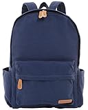 aloha lama(アロハラマ) レディース リュックサック バックファスナー キャンパス 生地 シンプル バック パック マザーズ バッグ 収納力 背中チャック付き m031 (ネイビー)