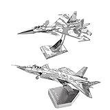[Mout]2個 3Dメタルパズル Su34 爆撃機 + J20 戦闘機 D21120-27 DIY立体レーザーカットモデルおもちゃアダルト