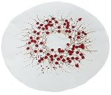 Xia Home Fashions Handmade Holiday Berry Wreath Ribbon and Pom Pom Embroidered Double Layer Round Ch