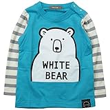 《春夏対応》 nico hrat(ニコフラート) 製品洗い加工済み 42/2天竺しろくまボーダー長袖Tシャツ 95cm/BL NO.B-270203