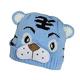帽子，SODIAL(R) 1ｘ小さい女の子　男の子　幼児のかぎ針編みのニット　可愛い虎の帽子　キャップ　ビーニーボンネット　空色