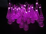 LEDソーラーイルミネーション 30球 しずく 2パターン 屋外 クリスマス 防水仕様 (ピンク)