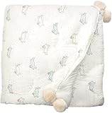 Pehr Designs Tiny Bunny Quilted Pom Blanket, Mist by Pehr Designs