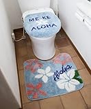 【Kahik】カヒコ ケメアロプルメトイレセット LIGHT BLUE トイレ トイレ用品 トイレマット トイレカバー ハワイ ハワイアン インテリア プルメリア 花柄