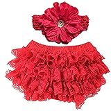 Dealzip Inc新生児赤ちゃん女の子レースRuffle Bloomer with Flowerヘアバンドコンボ カラー: レッド